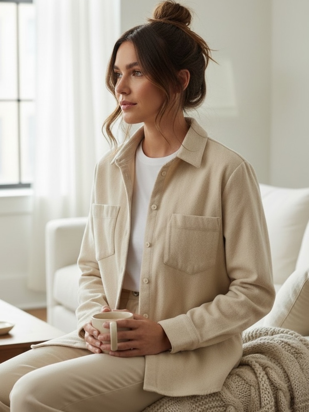 Madewell Cream Button-Front Utility Shacket